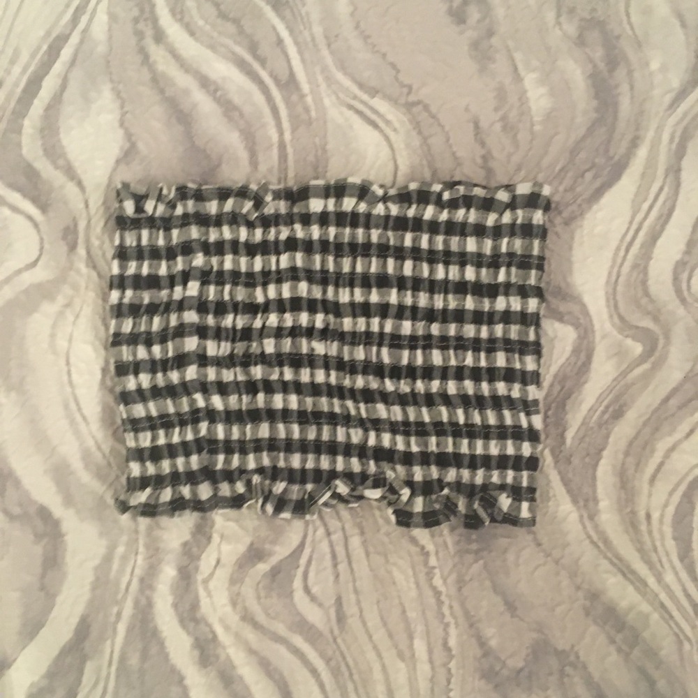 Smocked Gingham Tube Top